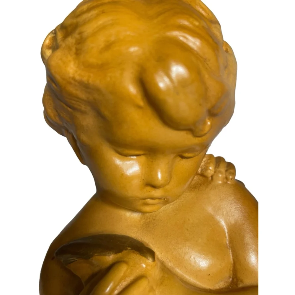 REPAIRED Boy & Girl Young kids statue Italian Terracotta? Ceramic? Cherub